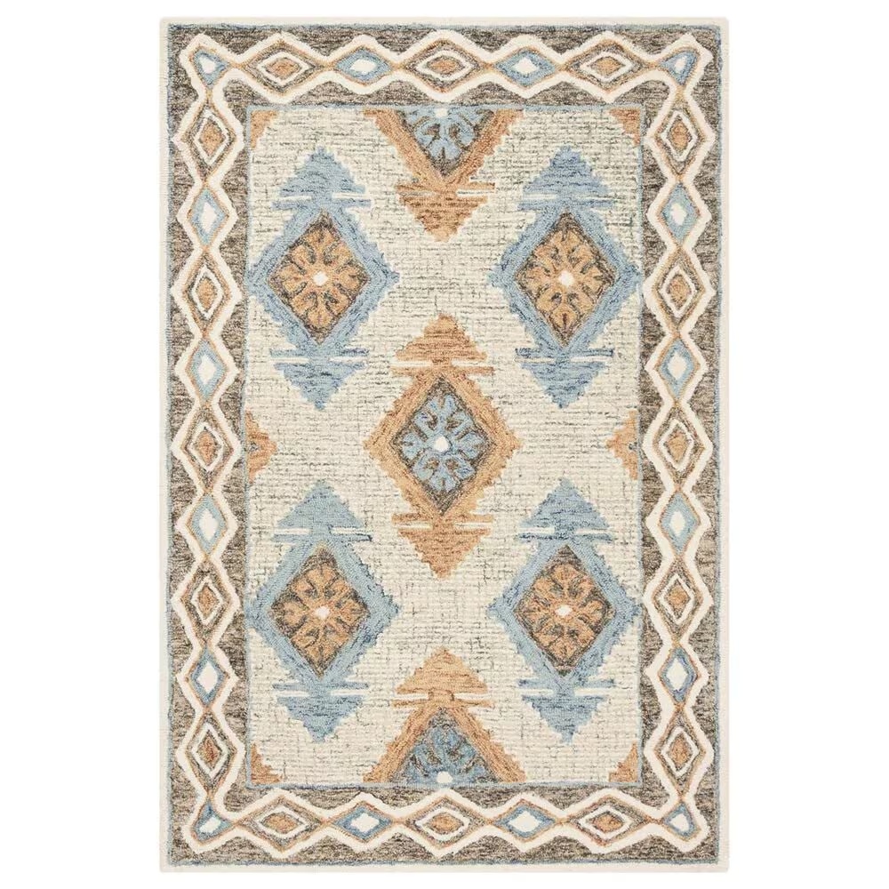 Safavieh Micro-Loop Southwestern 4' x 6' Blue and Beige Area Rug