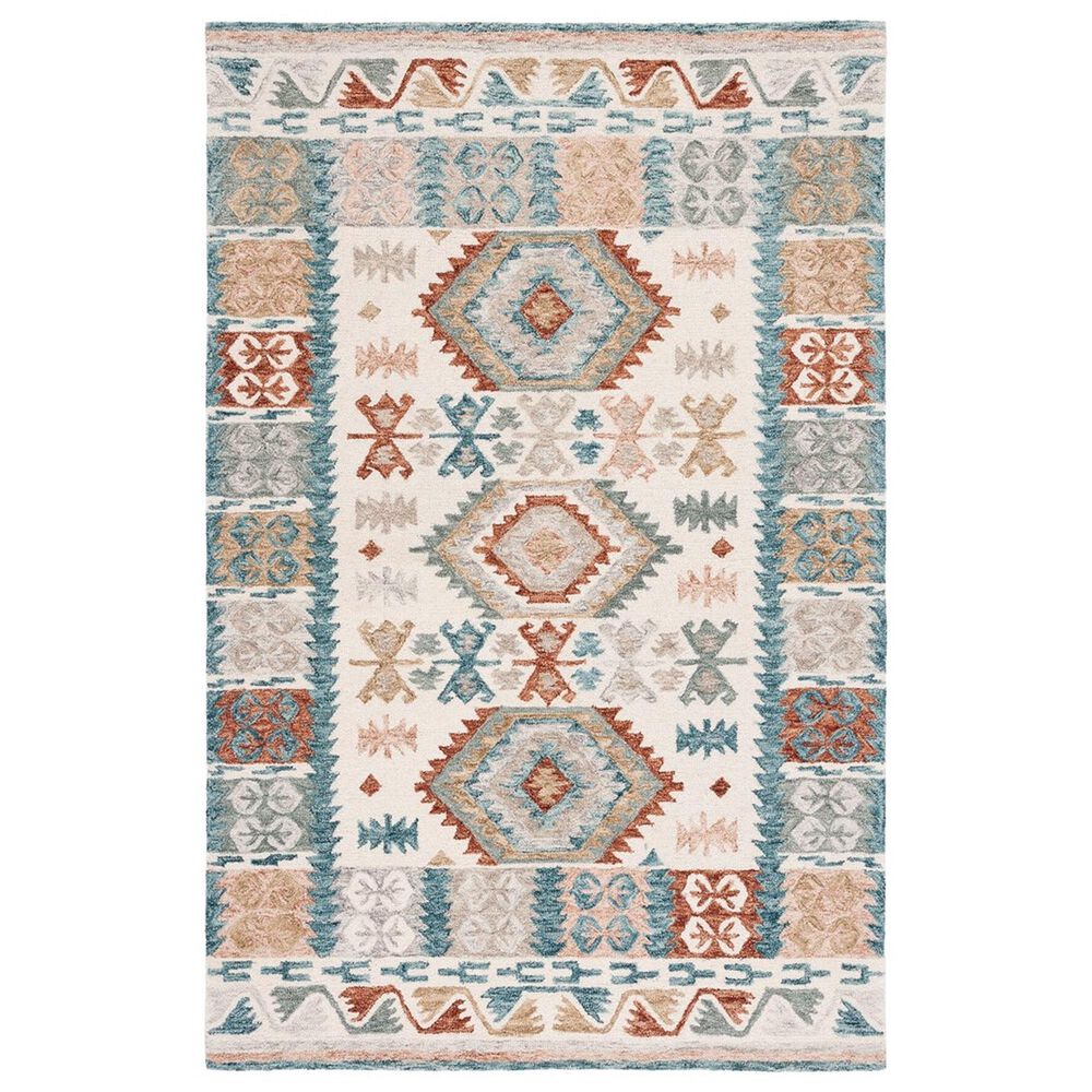 Safavieh Micro-Loop MLP475M 5' x 8' Ivory and Blue Area Rug