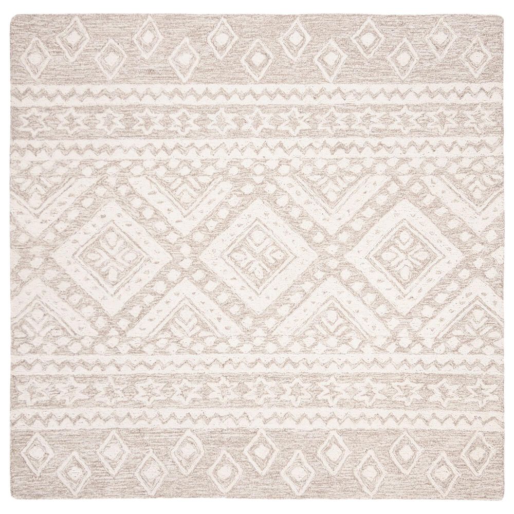 Safavieh Micro-Loop Southwestern 3' Square Beige and Ivory Area Rug