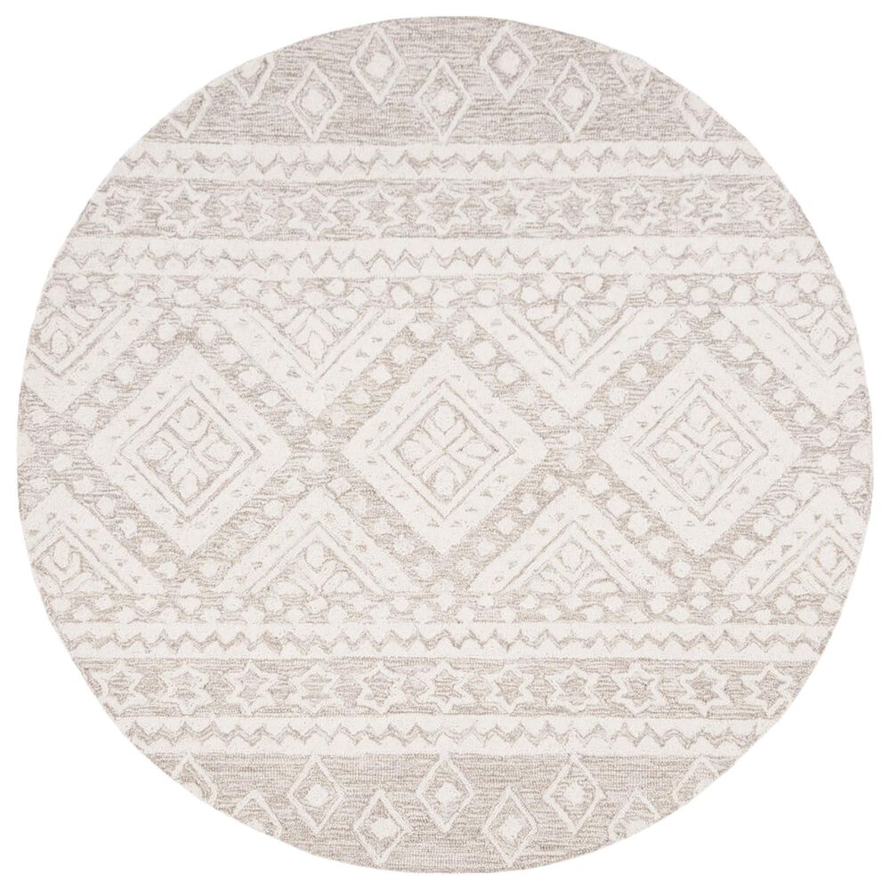 Safavieh Micro-Loop Southwestern 5' Round Beige and Ivory Area Rug