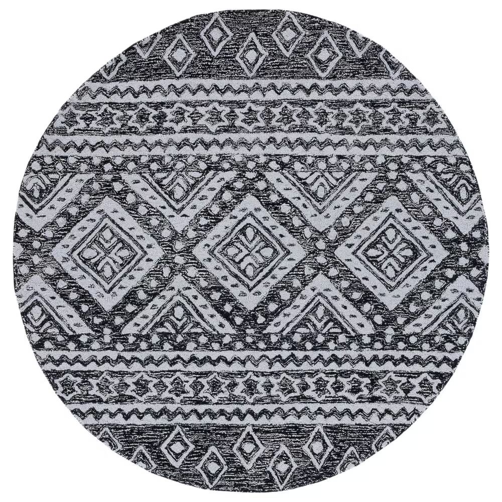Safavieh Micro-Loop 5' Round Black and Gray Area Rug