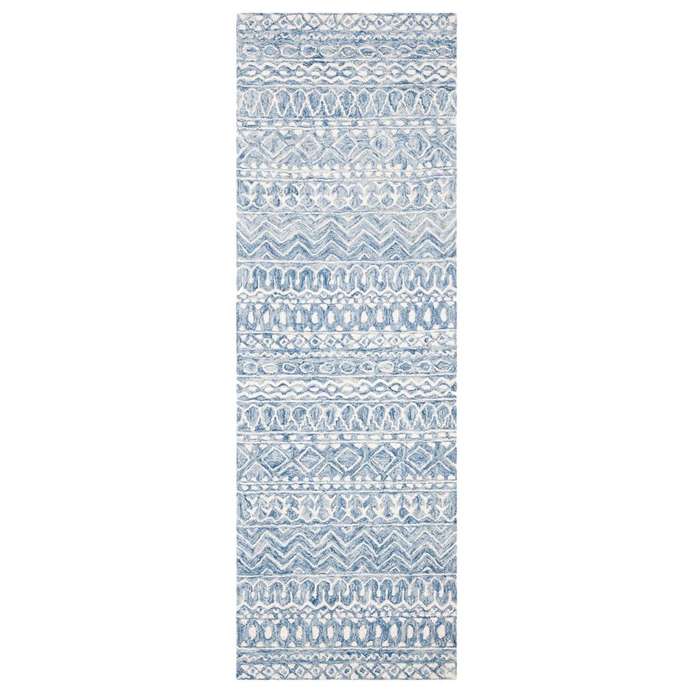 Safavieh Micro-Loop MLP502M 2'3" x 11' Blue and Ivory Runner