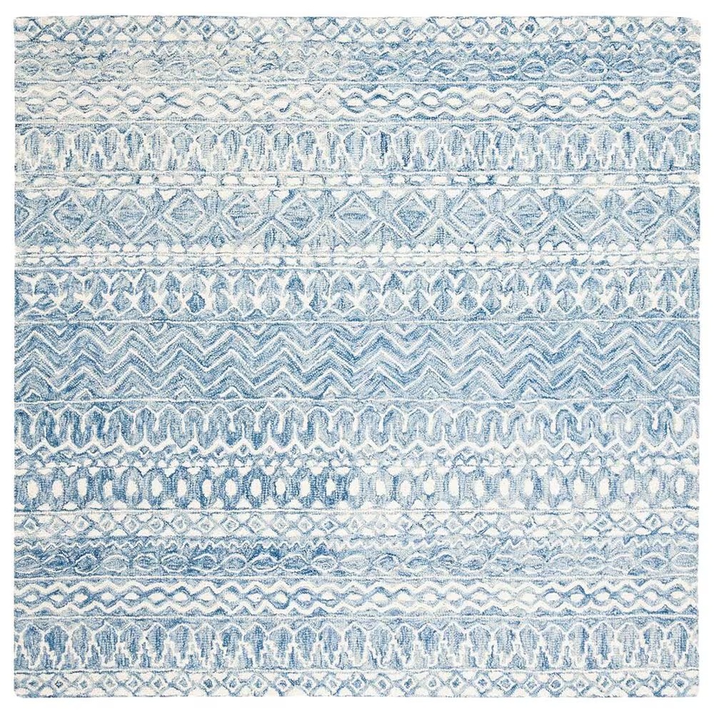 Safavieh Micro-Loop MLP502M 3' Square Blue and Ivory Area Rug