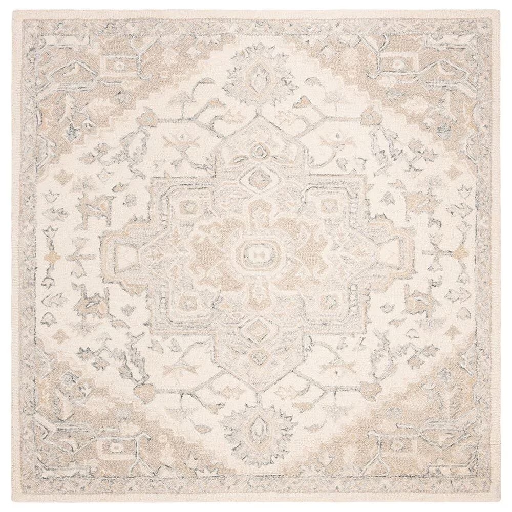 Safavieh Micro-Loop 5' Square Ivory and Beige Area Rug