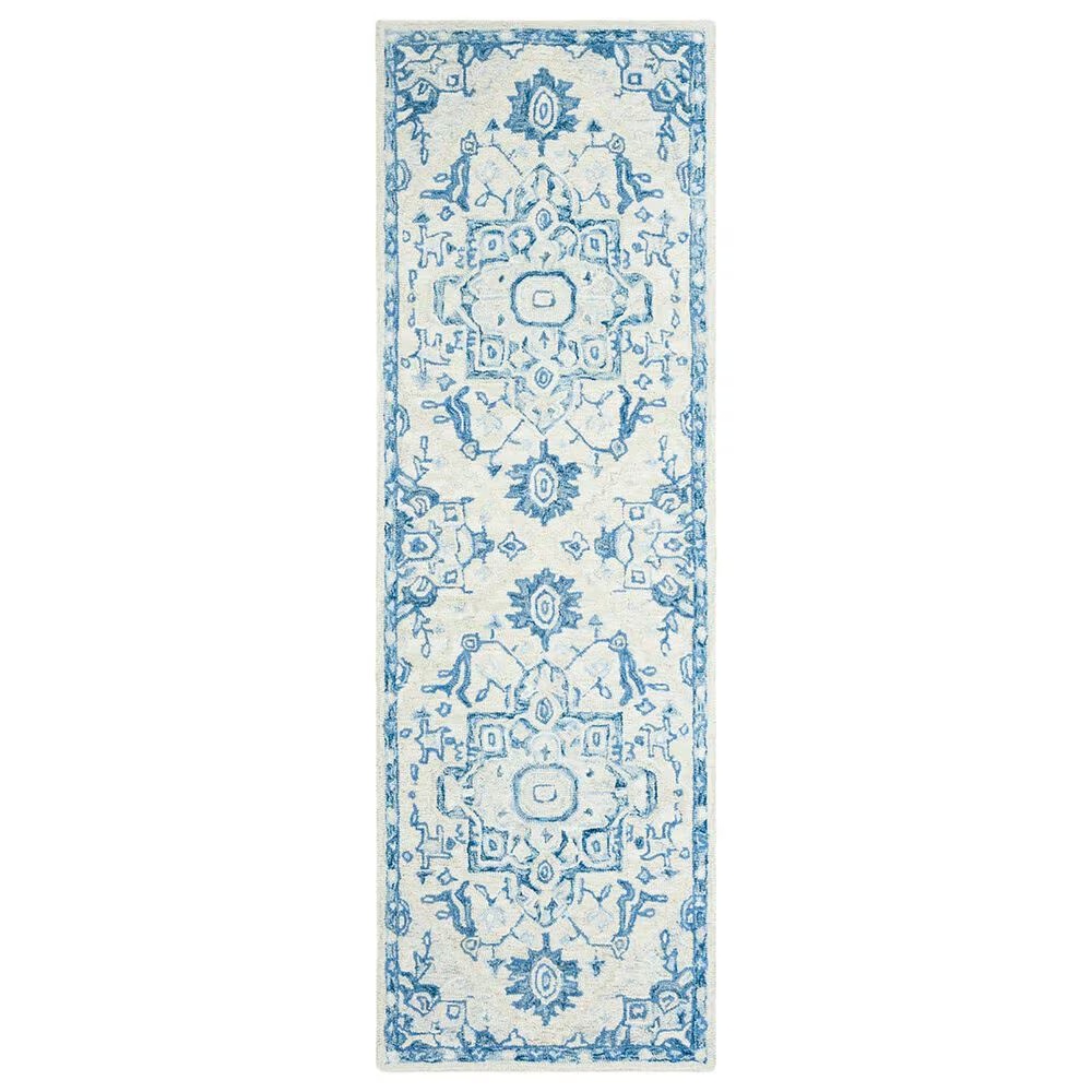 Safavieh Micro-Loop 2'3" x 11' Ivory and Blue Runner