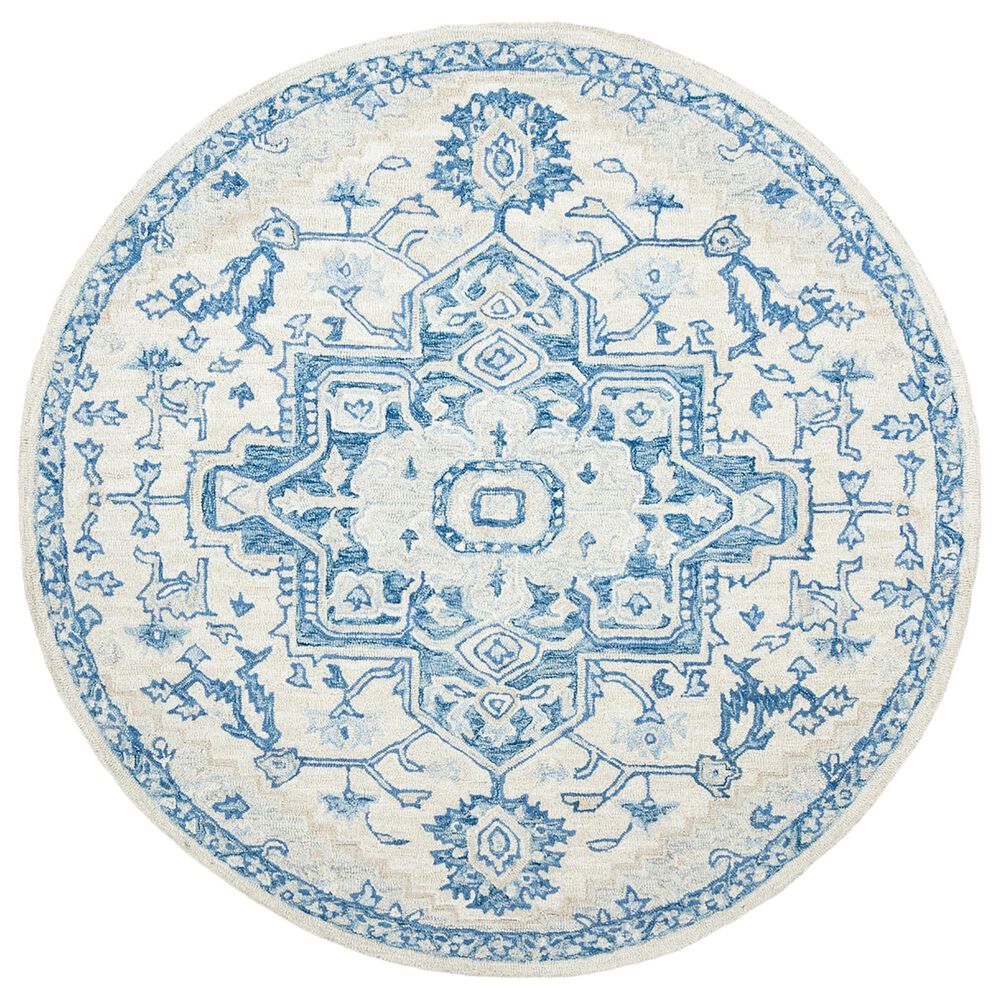 Safavieh Micro-Loop 3' Round Ivory and Blue Area Rug