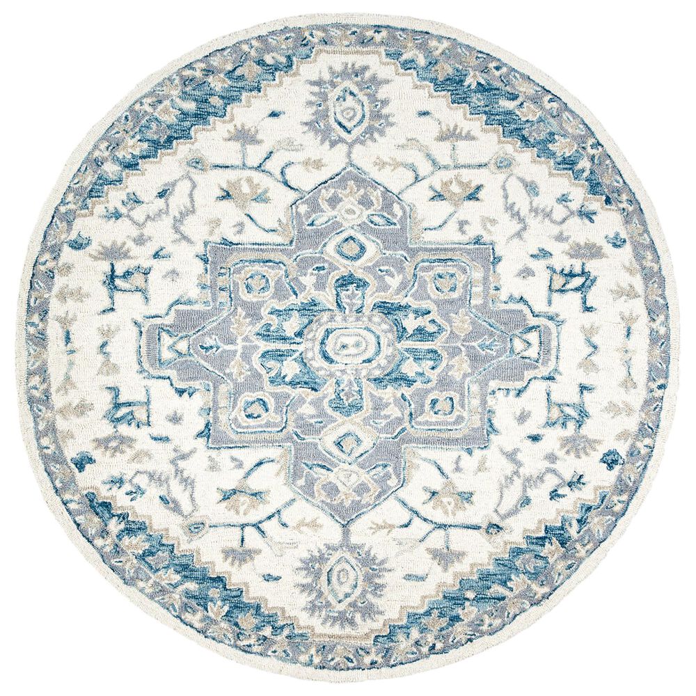Safavieh Micro-Loop 5' Round Ivory and Navy Area Rug