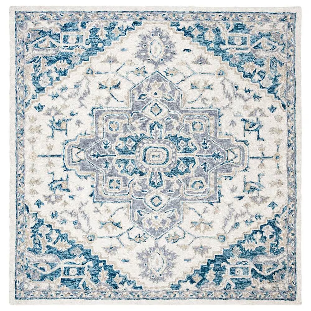 Safavieh Micro-Loop 5' Square Ivory and Navy Area Rug