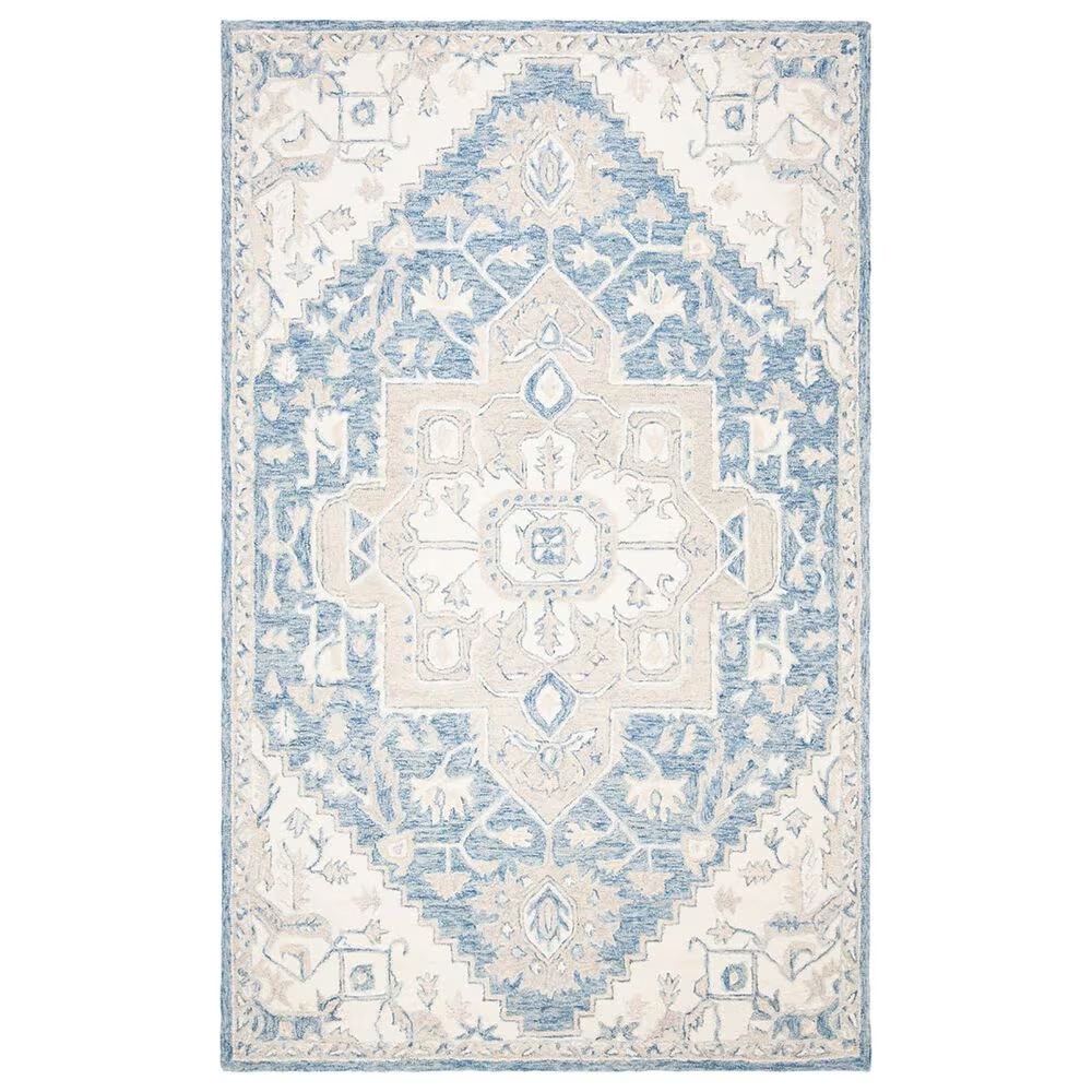 Safavieh Micro-Loop MLP503M 5' x 8' Blue and Ivory Area Rug
