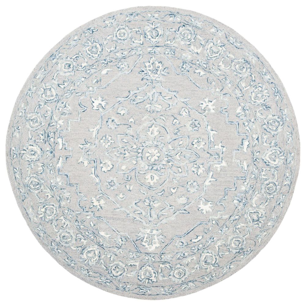 Safavieh Micro-Loop MLP504F 3' Round Light Grey and Ivory Area Rug