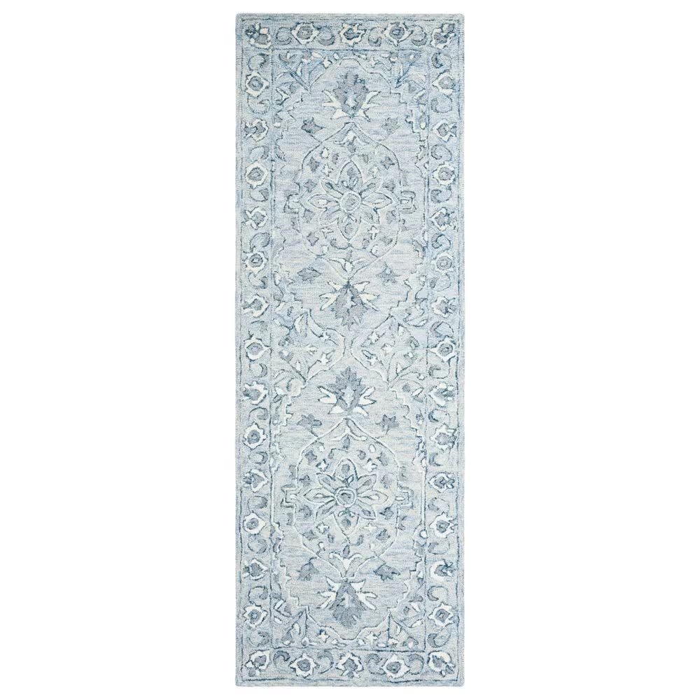 Safavieh Micro-Loop MLP504M 2'3" x 9' Light Blue and Ivory Runner