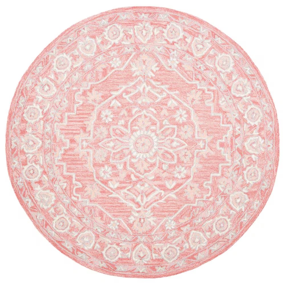 Safavieh Micro-Loop Oriental 3' Round Pink and Ivory Area Rug