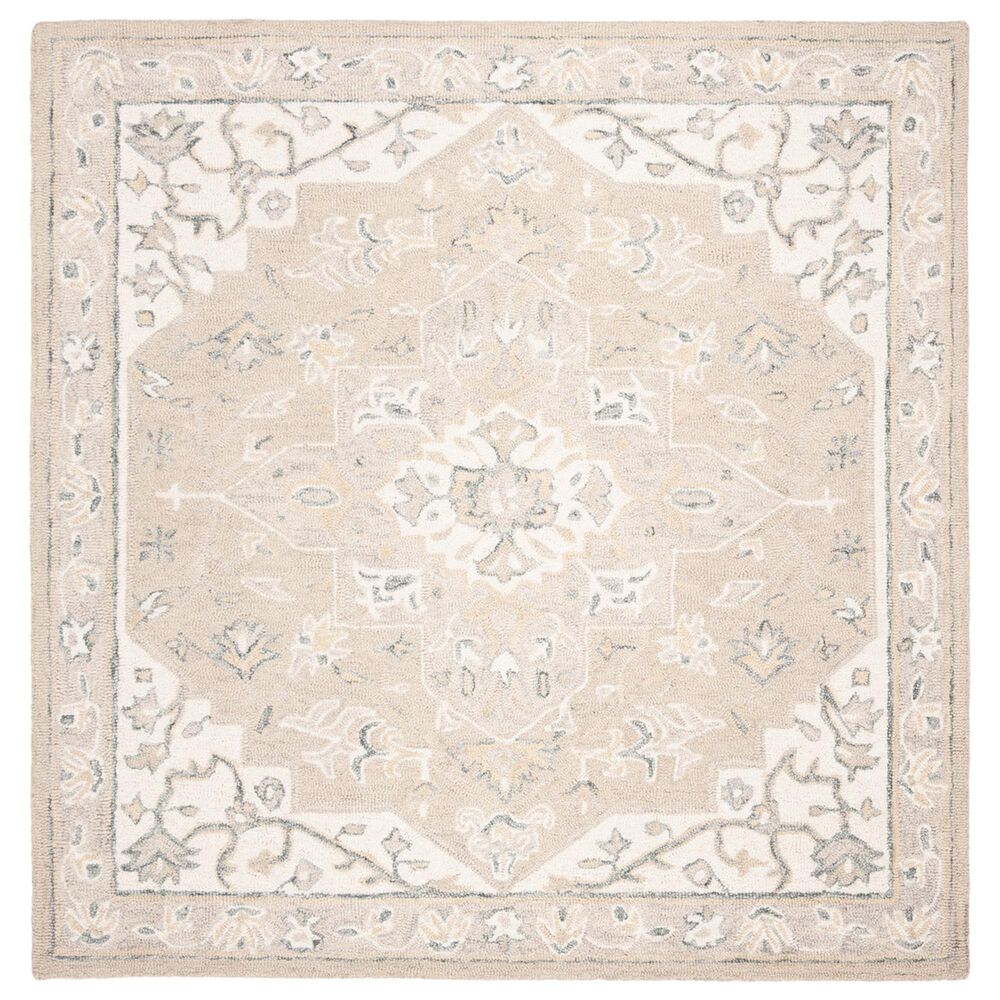 Safavieh Micro-Loop MLP505F 5' Square Light Grey and Ivory Area Rug