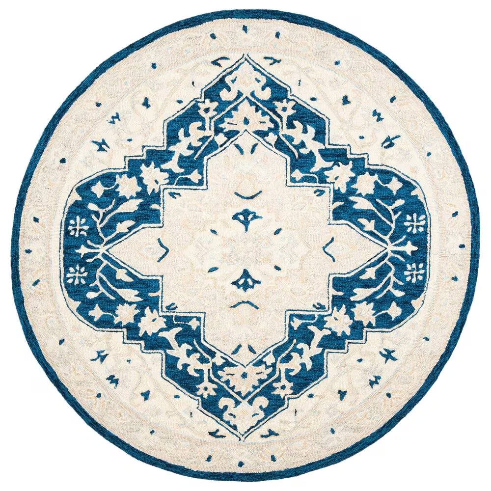 Safavieh Micro-Loop 5' Round Navy and Ivory Area Rug