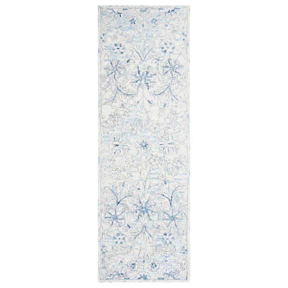 Safavieh Micro-Loop MLP506M 2'3" x 11' Light Blue and Ivory Runner