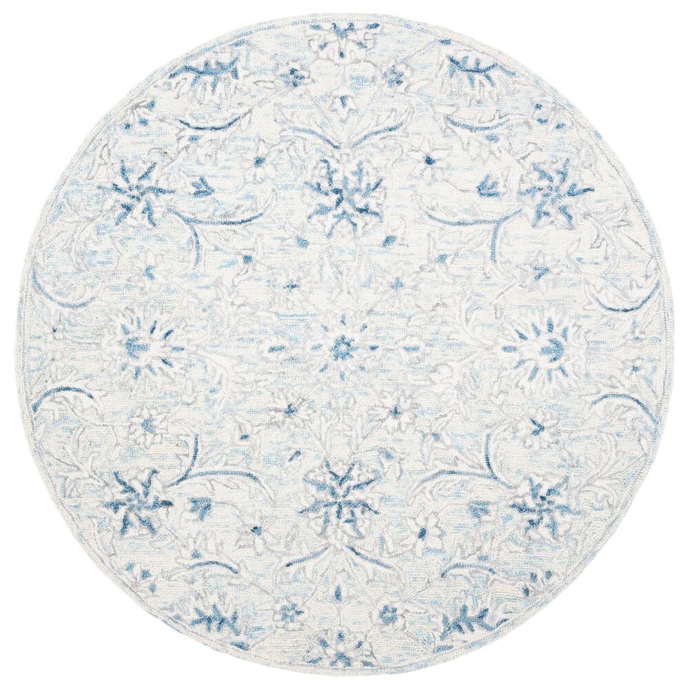 Safavieh Micro-Loop MLP506M 3' Round Light Blue and Ivory Area Rug