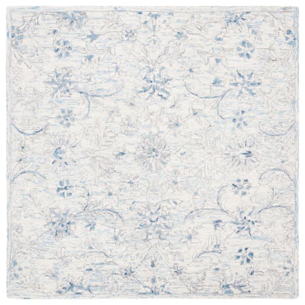 Safavieh Micro-Loop MLP506M 3' Square Light Blue and Ivory Area Rug