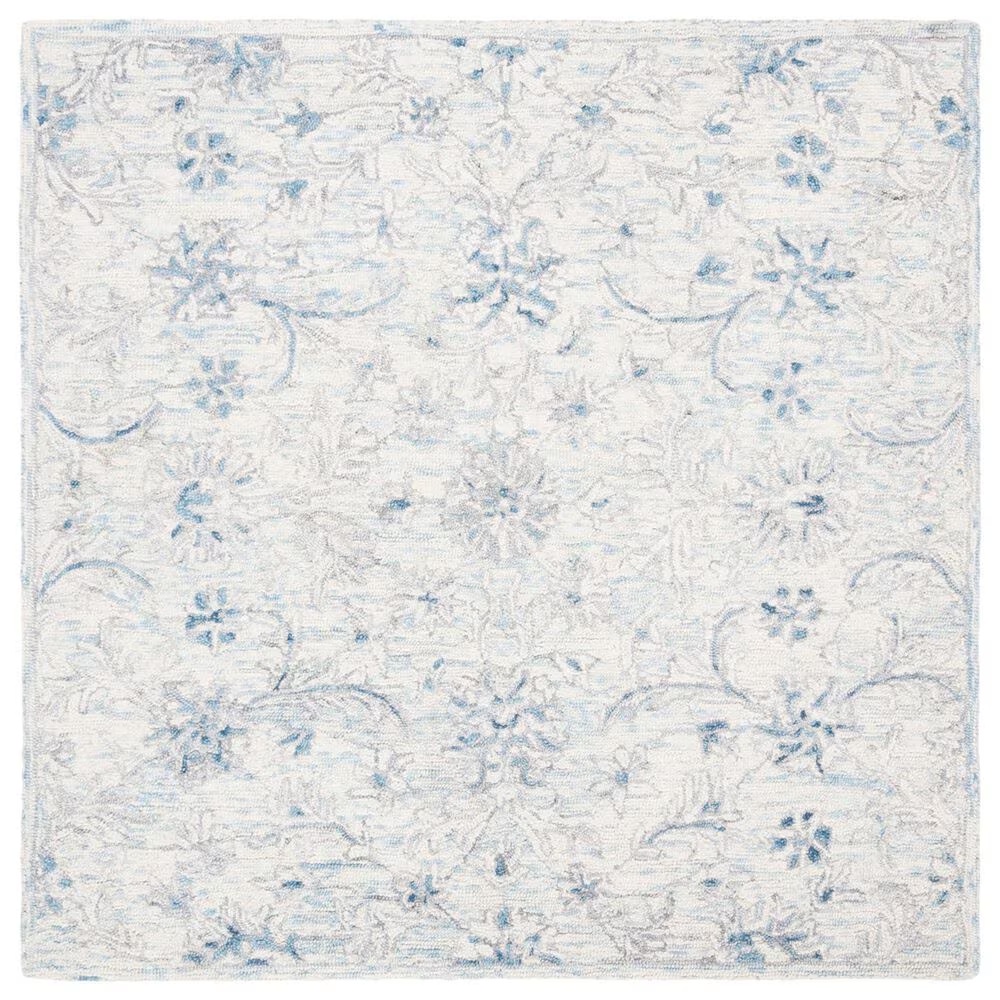 Safavieh Micro-Loop MLP506M 5' Square Light Blue and Ivory Area Rug