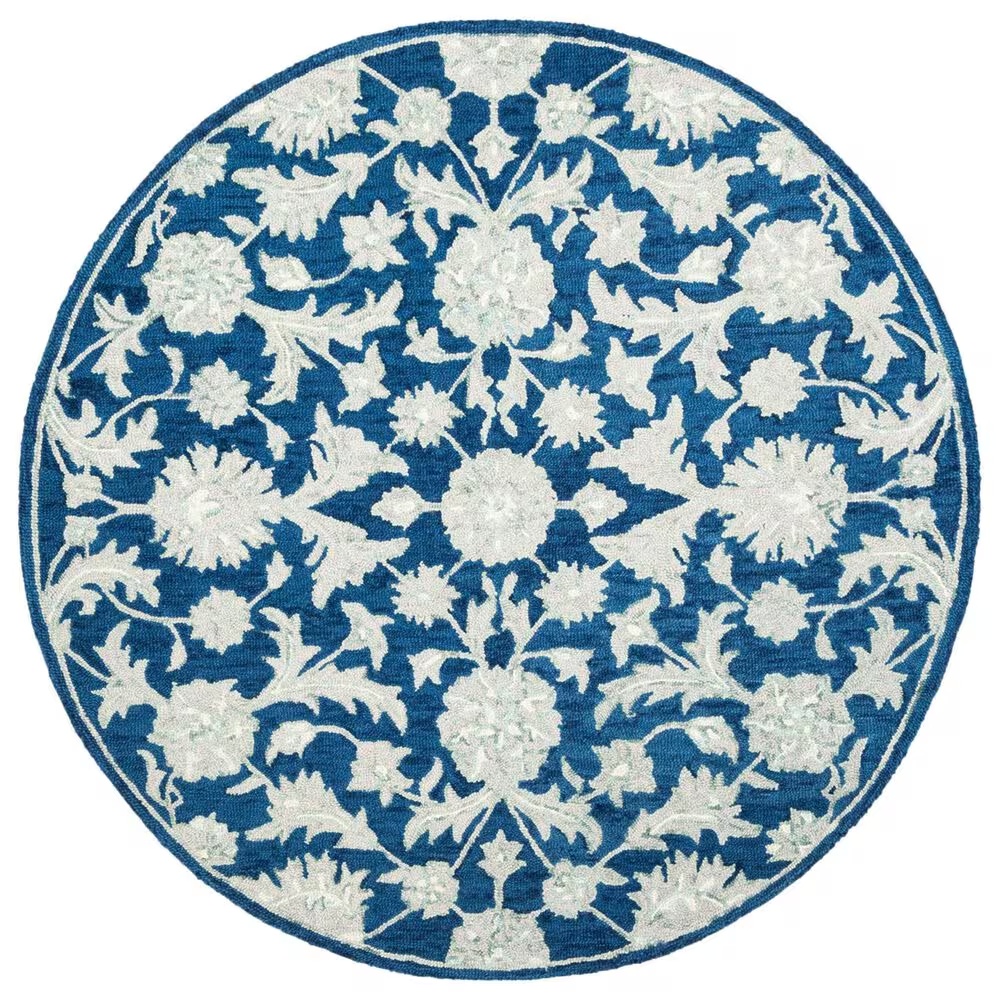 Safavieh Micro-Loop 5' Round Navy and Grey Area Rug