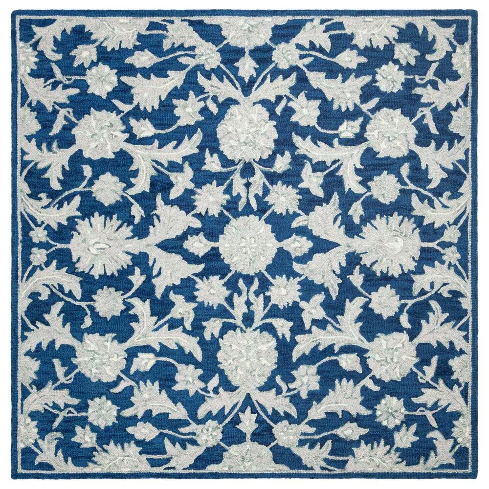 Safavieh Micro-Loop 5' Square Navy and Grey Area Rug