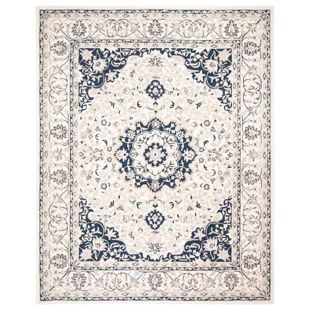 Safavieh Micro-Loop Oriental 8' x 10' Ivory and Navy Area Rug