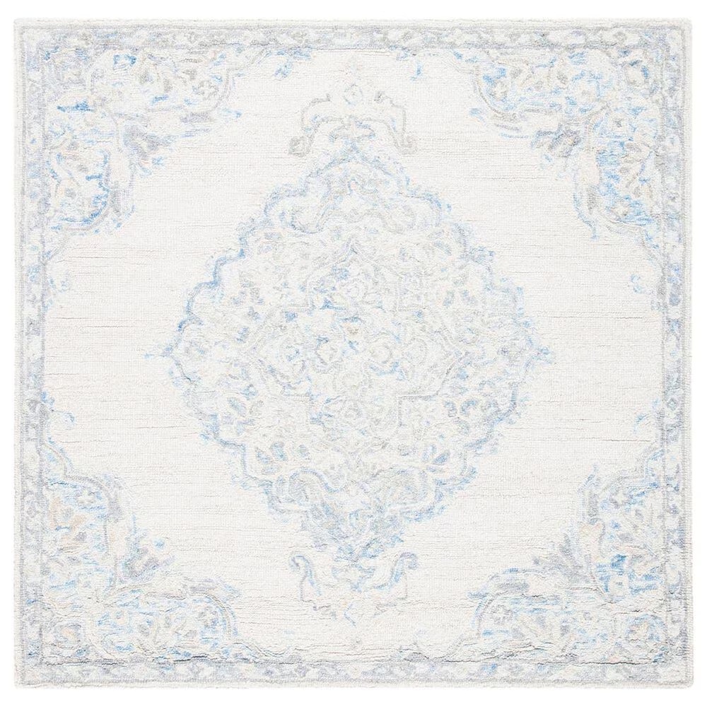Safavieh Micro-Loop MLP516A 5' Square Ivory and Blue Area Rug