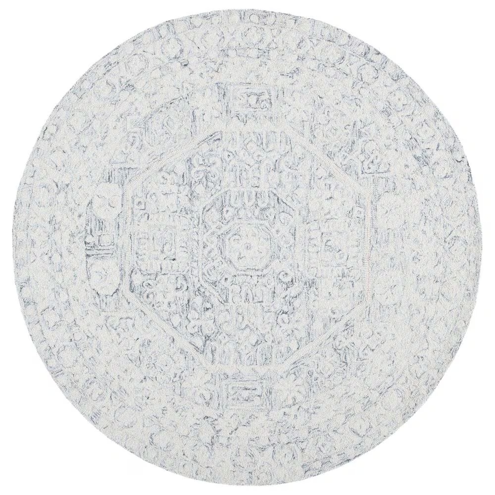 Safavieh Micro-Loop Oriental 5' Round Charcoal and Ivory Area Rug