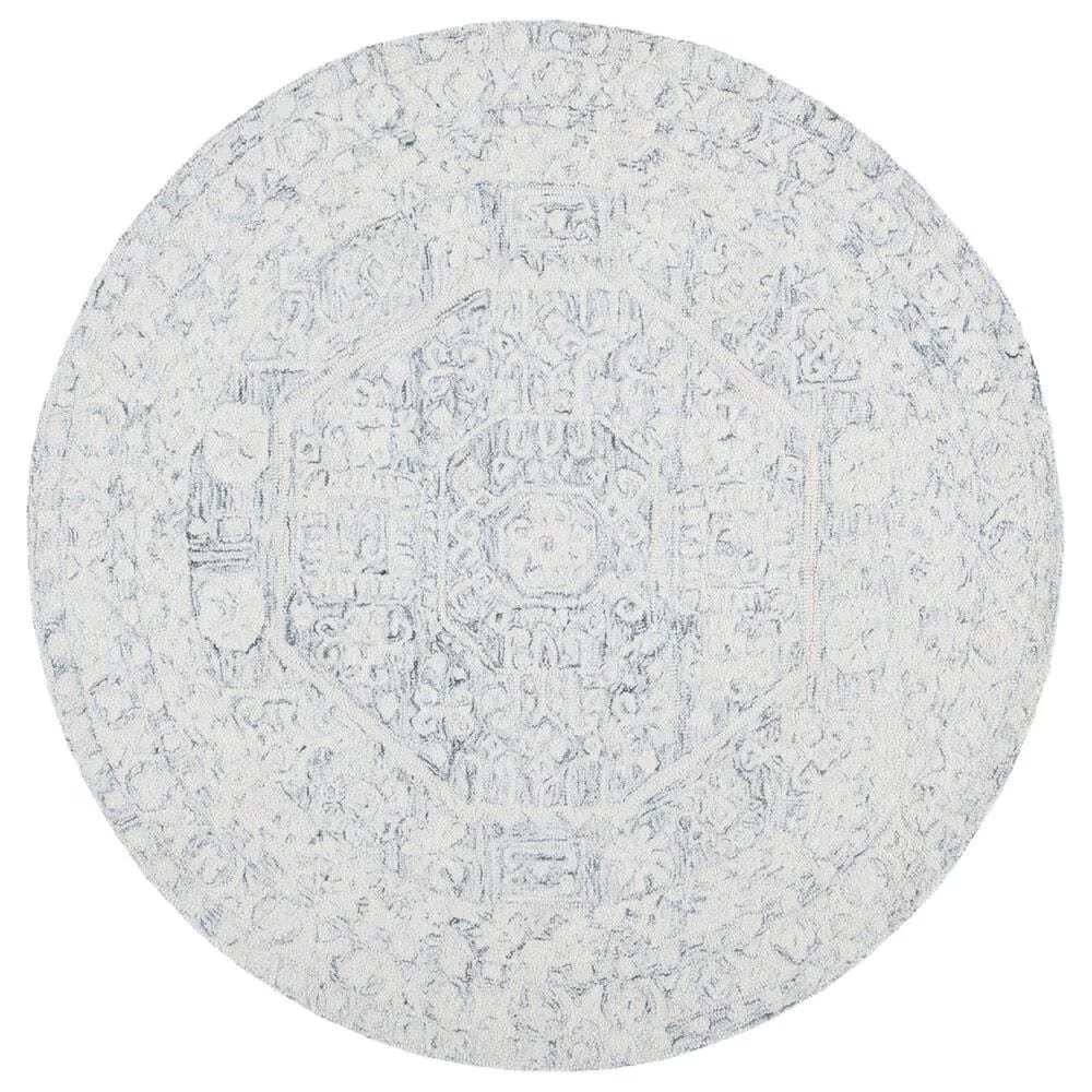 Safavieh Micro-Loop Oriental 7' Round Charcoal and Ivory Area Rug