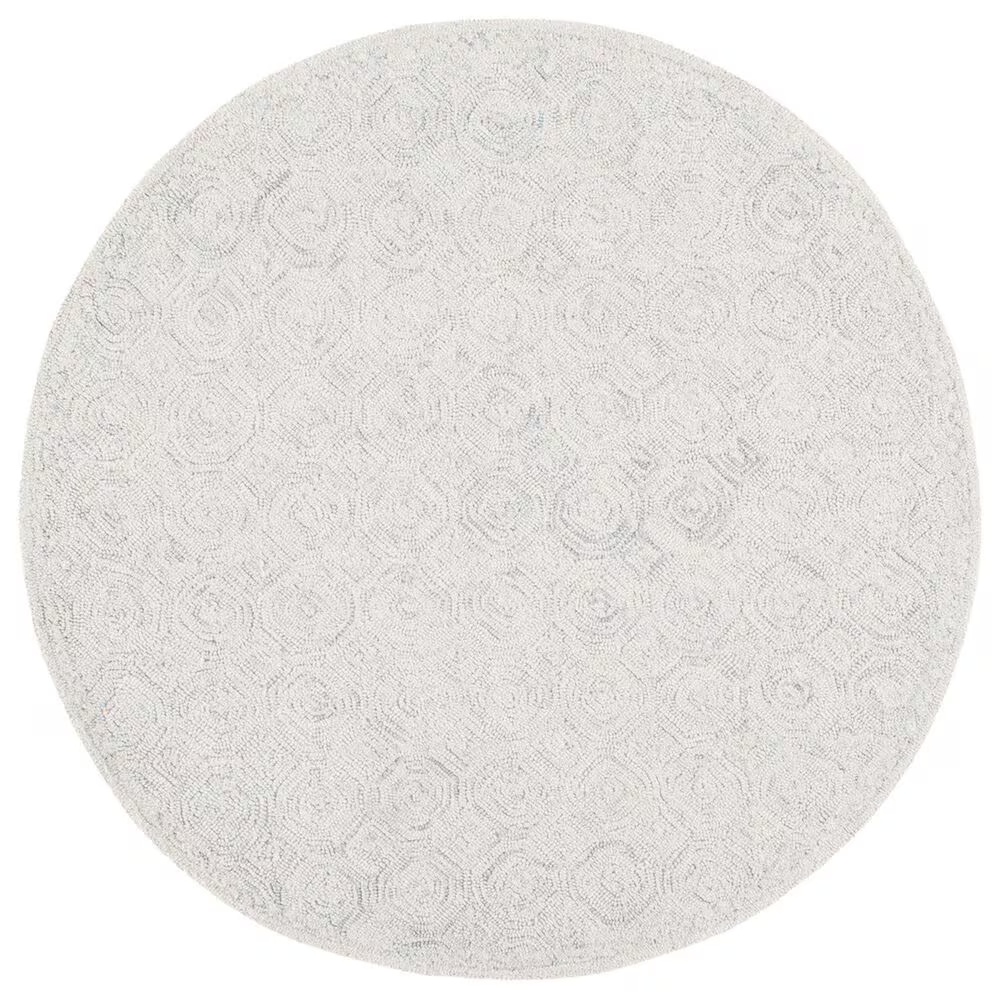 Safavieh Micro-Loop 5' Round Silver and Grey Area Rug