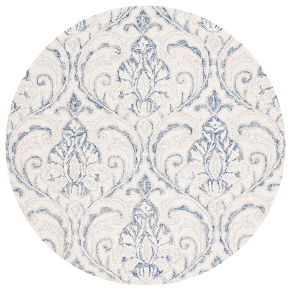 Safavieh Micro-Loop MLP532A 5' Round Ivory and Blue Area Rug