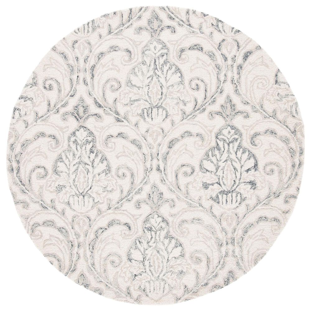 Safavieh Micro-Loop Damask 5' Round Ivory and Grey Area Rug