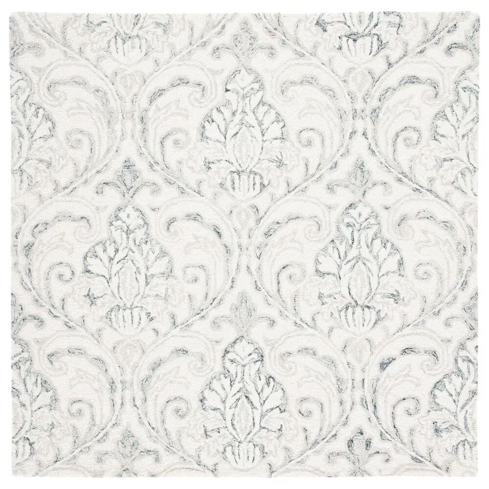 Safavieh Micro-Loop Damask 5' Square Ivory and Grey Area Rug