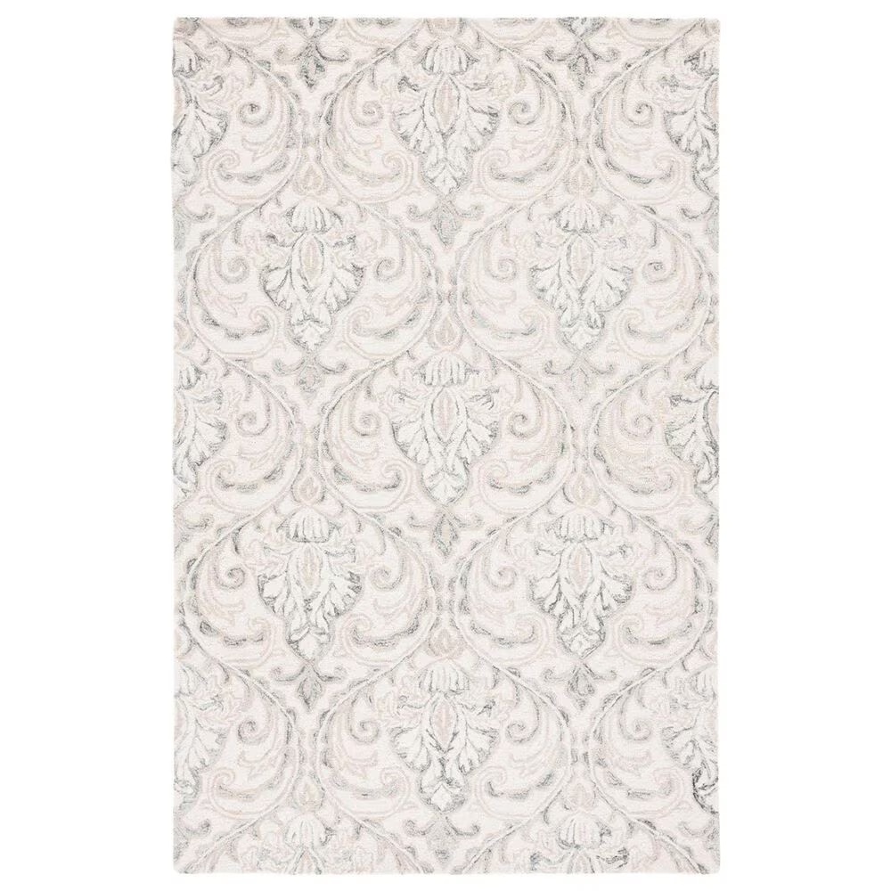 Safavieh Micro-Loop Damask 6' x 9' Ivory and Grey Area Rug