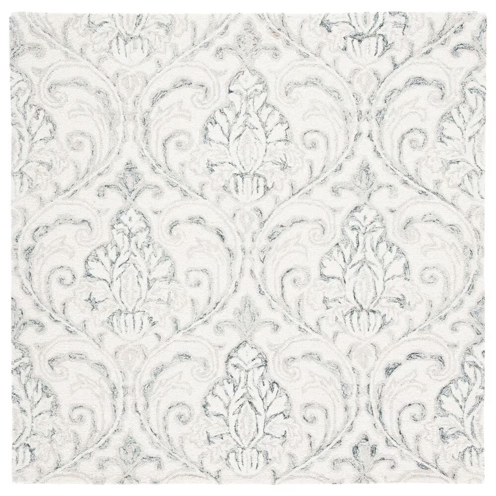 Safavieh Micro-Loop Damask 7' Square Ivory and Grey Area Rug