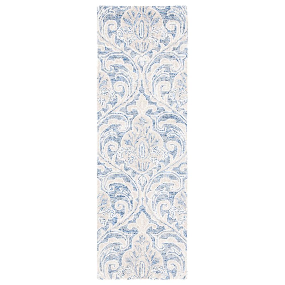 Safavieh Micro-Loop MLP532M 2'3" x 11' Blue and Ivory Runner
