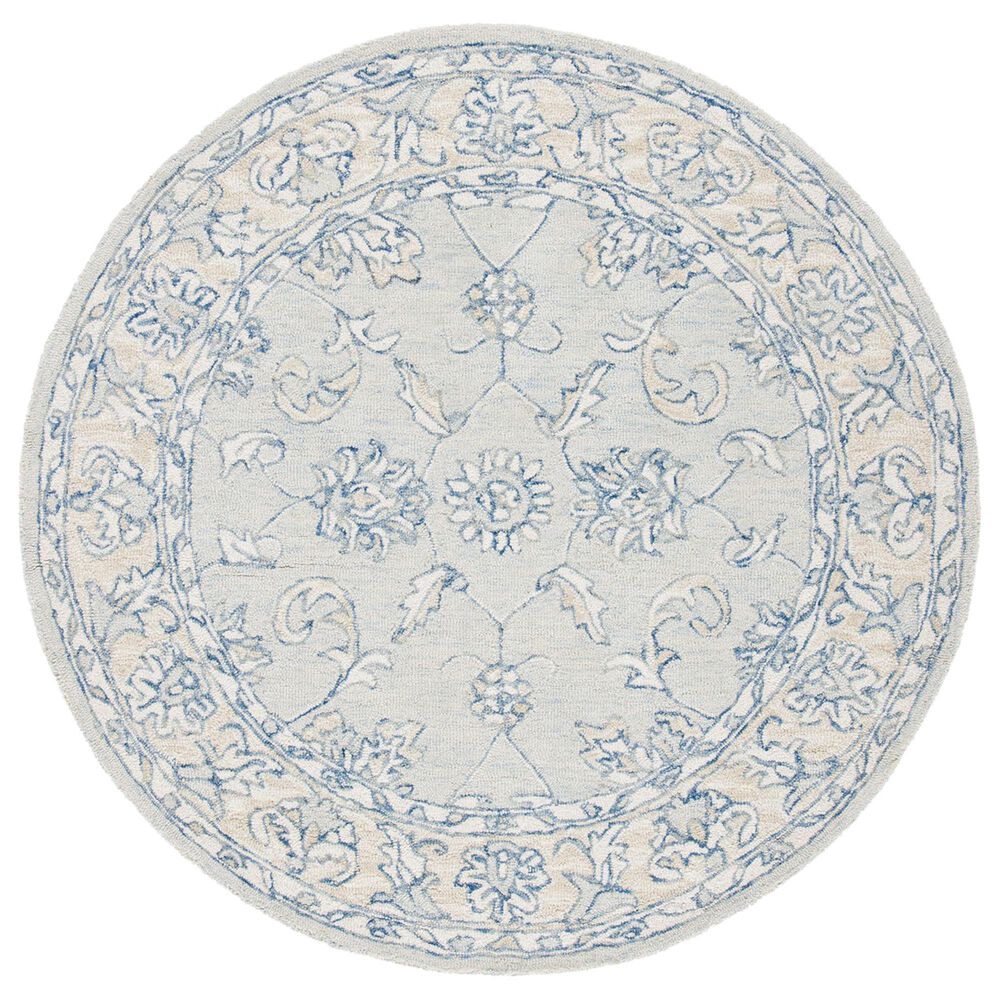 Safavieh Micro-Loop 5' Round Blue and Beige Area Rug