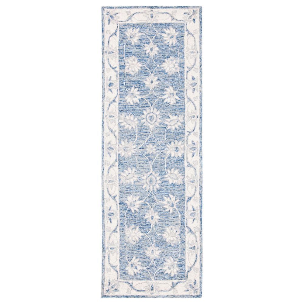 Safavieh Micro-Loop MLP536M 2'3" x 8' Blue and Ivory Runner