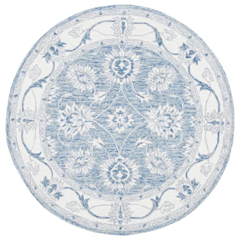 Safavieh Micro-Loop MLP536M 5' Round Blue and Ivory Area Rug