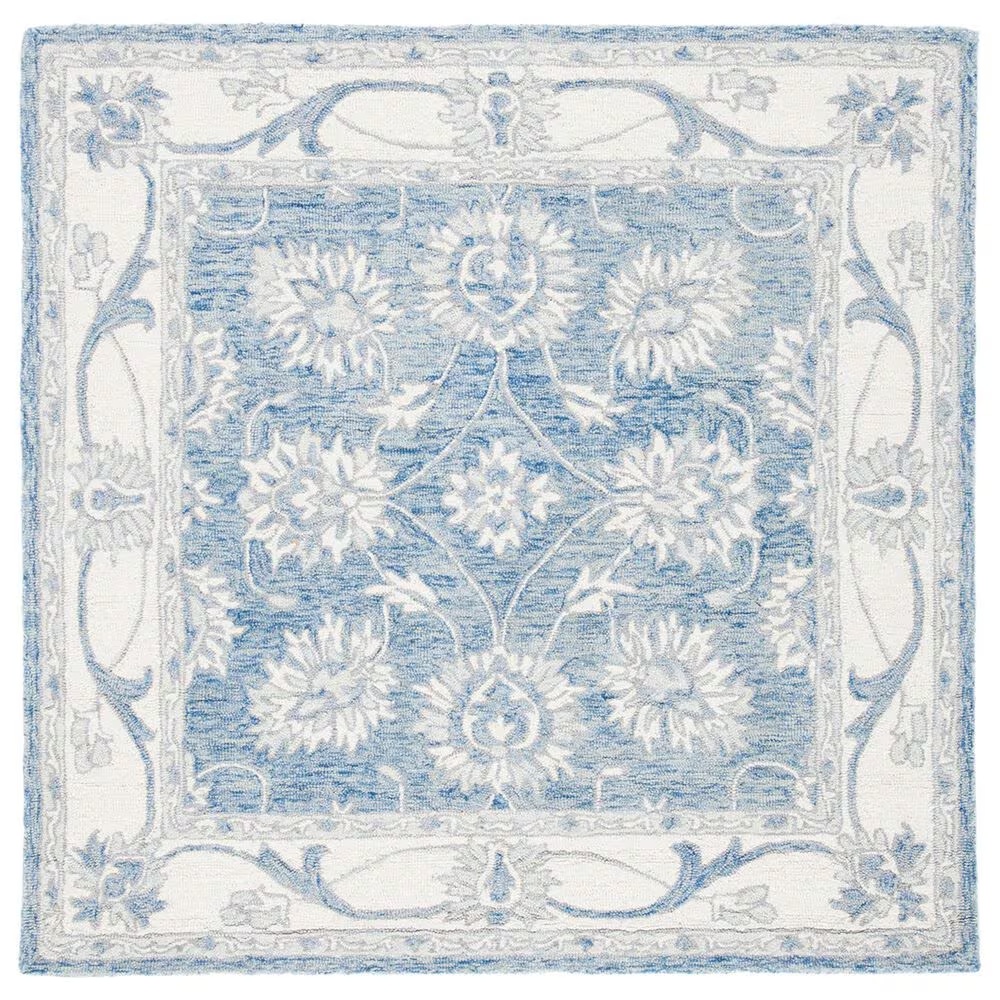 Safavieh Micro-Loop MLP536M 5' Square Blue and Ivory Area Rug