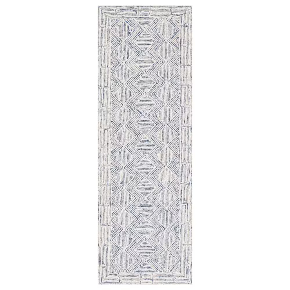 Safavieh Micro-Loop MLP538M 2'3" x 7' Blue and Ivory Runner