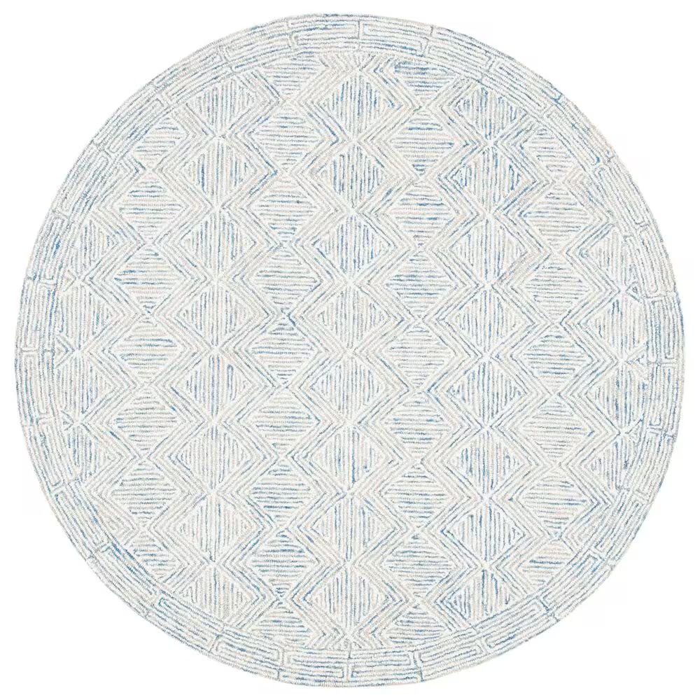 Safavieh Micro-Loop MLP538M 3' Round Blue and Ivory Area Rug