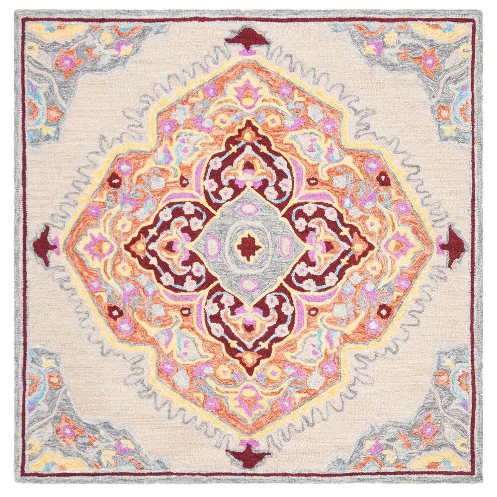 Safavieh Micro-Loop 5' Square Beige and Orange Area Rug