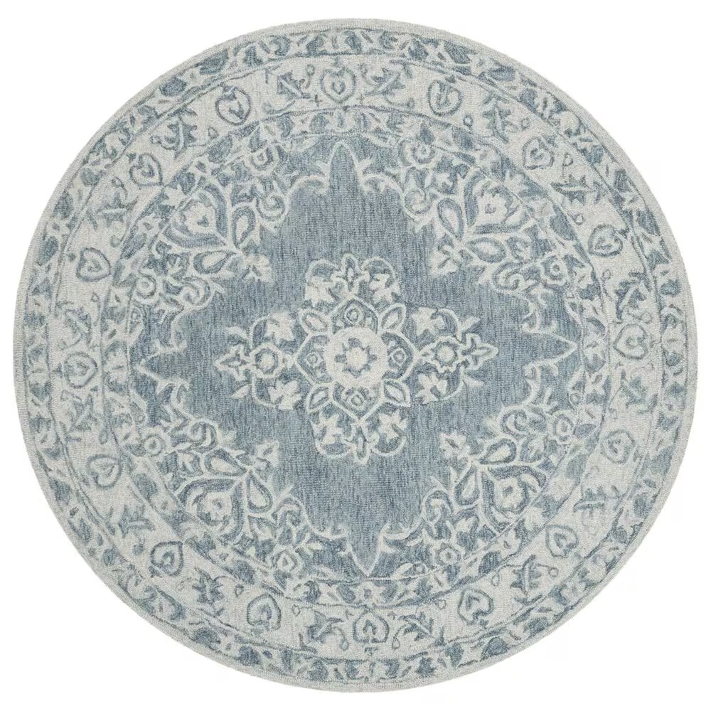 Safavieh Micro-Loop 5' Round Blue and Light Blue Area Rug