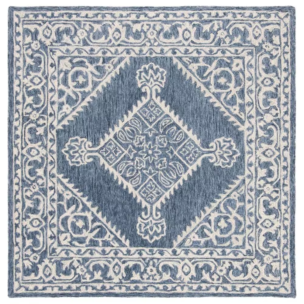 Safavieh Micro-Loop MLP605M 5' Square Blue and Ivory Area Rug