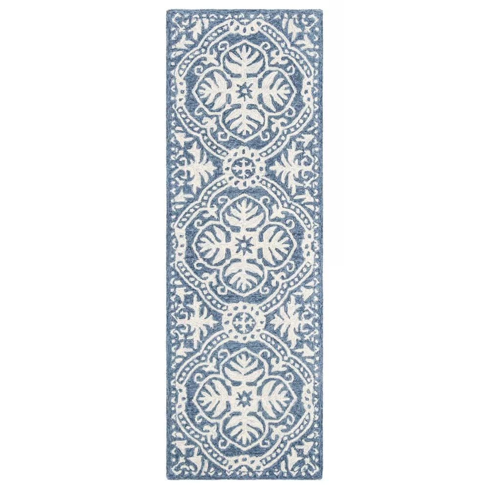 Safavieh Micro-Loop MLP606M 2'3" x 7' Blue and Ivory Runner