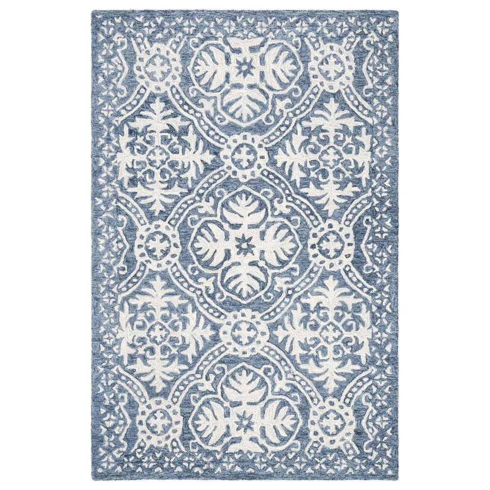 Safavieh Micro-Loop MLP606M 4' x 6' Blue and Ivory Area Rug