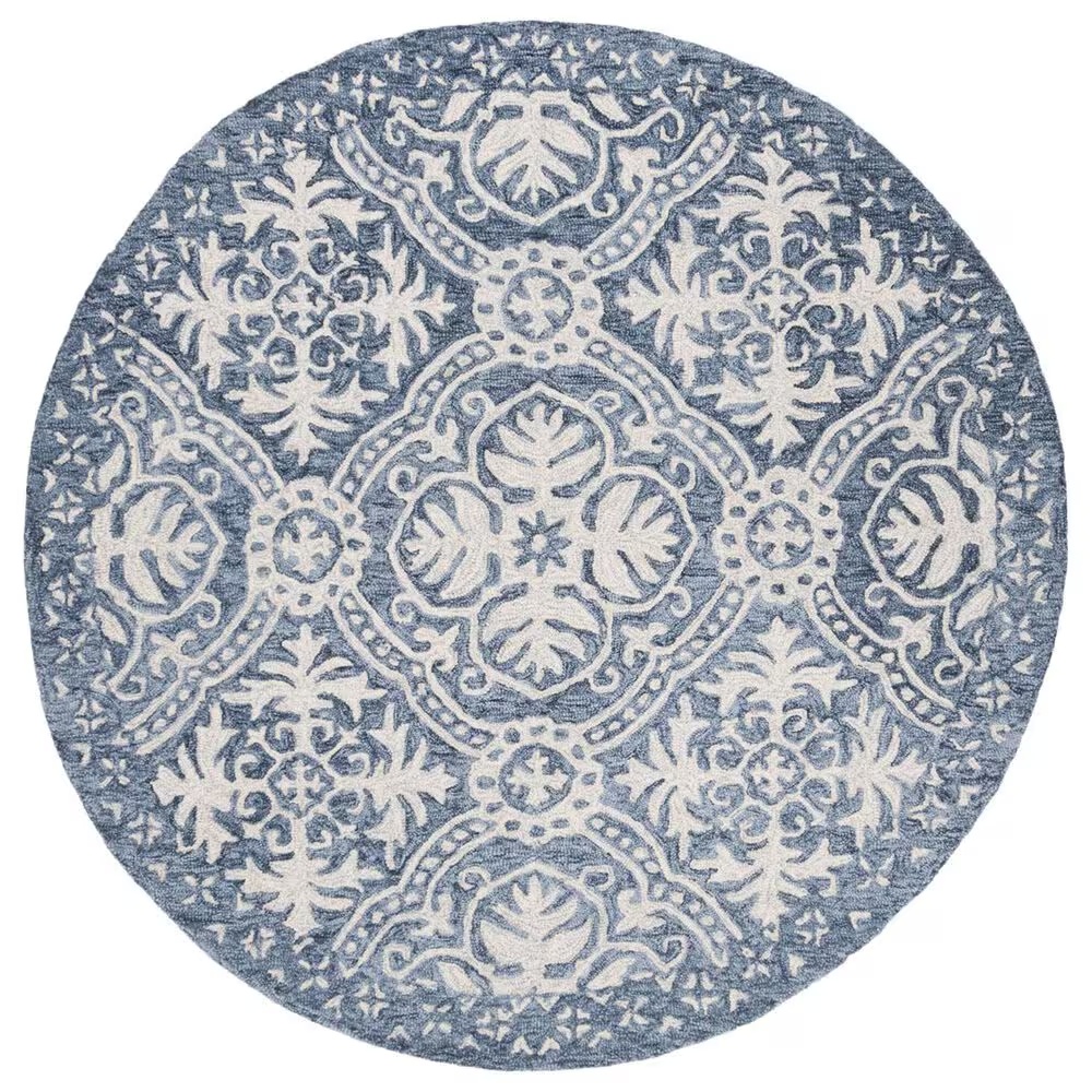 Safavieh Micro-Loop MLP606M 5' Round Blue and Ivory Area Rug