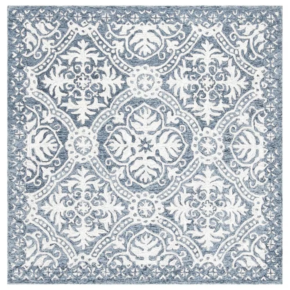 Safavieh Micro-Loop MLP606M 5' Square Blue and Ivory Area Rug