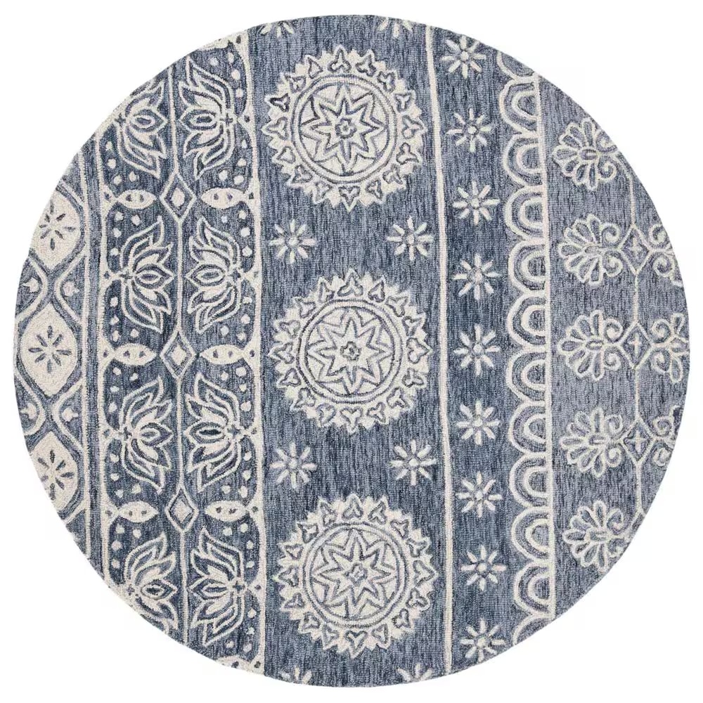 Safavieh Micro-Loop MLP607M 5' Round Blue and Ivory Area Rug
