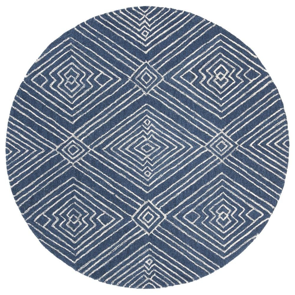 Safavieh Micro-Loop MLP608N 5' Round Navy and Ivory Area Rug